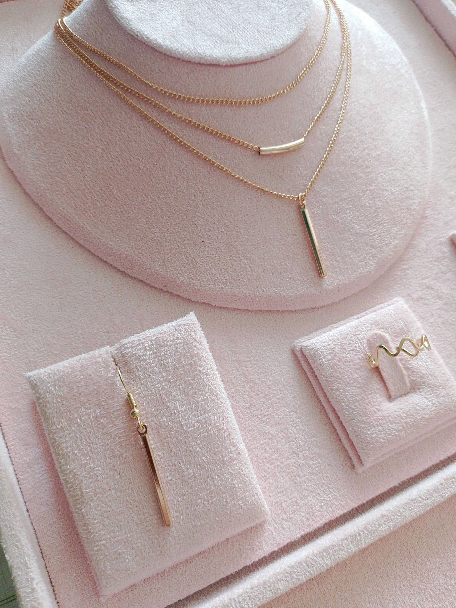 Parure collier triple doré 